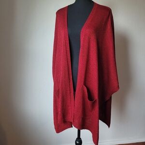 Red Shimmer Oversized Cardigan